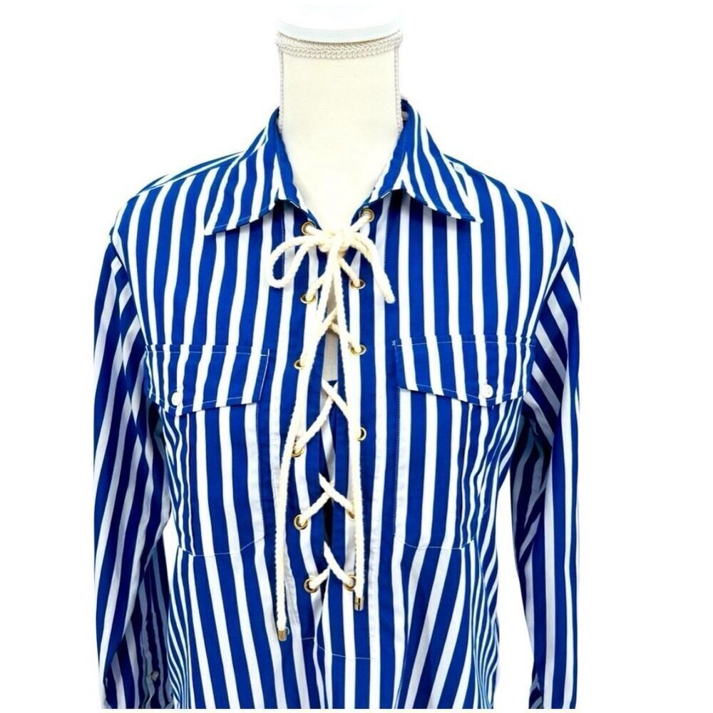 Lauren Ralph Lauren Top Blouse Striped 100% Cotton - Picture 3 of 8